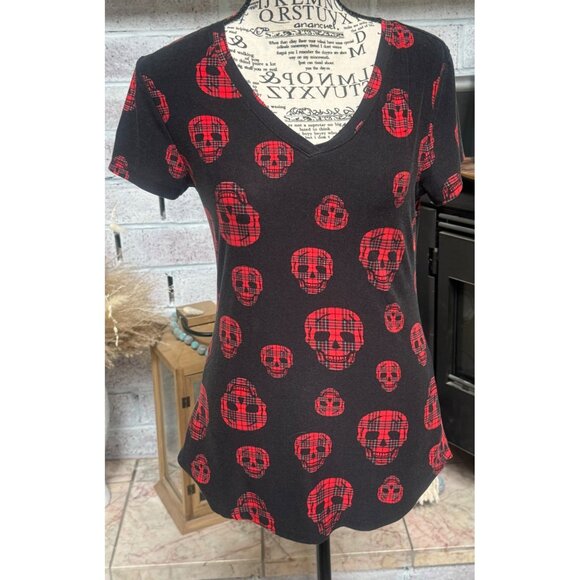 No Boundries 2 for 1 T-shirt/Blouse Red skull and Leopard Womens size Small/Medi - Picture 2 of 16